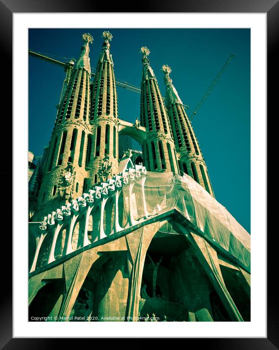 The Passion facade of La Sagrada Familia (the Church of the Holy family) - Barcelona, Catalonia, Spain Framed Mounted Print by Mehul Patel