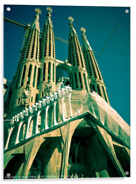 The Passion facade of La Sagrada Familia (the Church of the Holy family) - Barcelona, Catalonia, Spain Acrylic by Mehul Patel