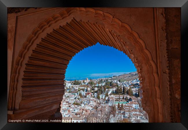 View of Granada from the Alhambra Palace - Spain Framed Print by Mehul Patel