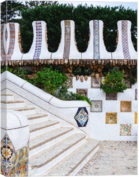 Steps abstract in Parc Guell, Barcelona, Catalonia, Spain Canvas Print by Mehul Patel