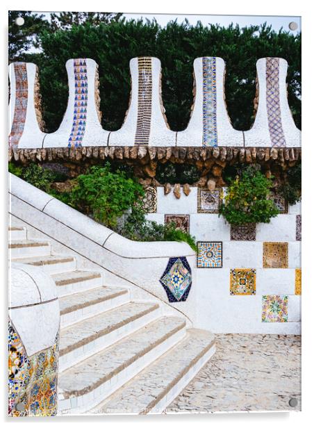 Steps abstract in Parc Guell, Barcelona, Catalonia, Spain Acrylic by Mehul Patel
