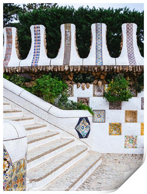 Steps abstract in Parc Guell, Barcelona, Catalonia, Spain Print by Mehul Patel