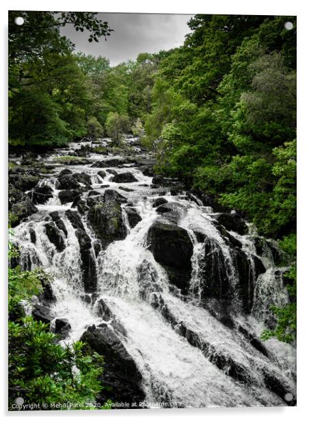 Swallow Falls (Rhaeadr Ewynnol), Betws-y-Coed,, Conwy, North Wales, UK Acrylic by Mehul Patel
