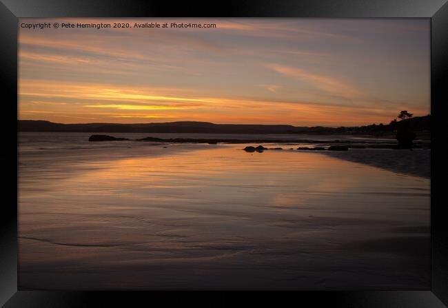 Sunset on Exmouth Beach Framed Print by Pete Hemington
