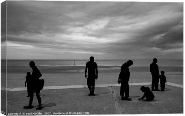 Colwyn Bay Statues - Black and white Canvas Print by Paul Madden
