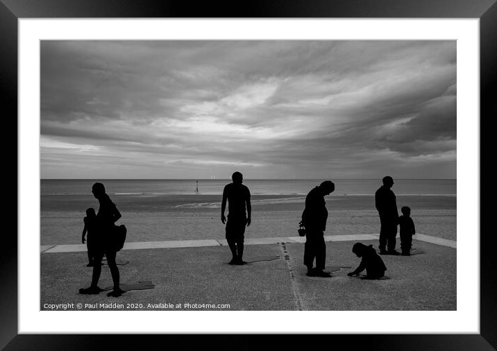 Colwyn Bay Statues - Black and white Framed Mounted Print by Paul Madden