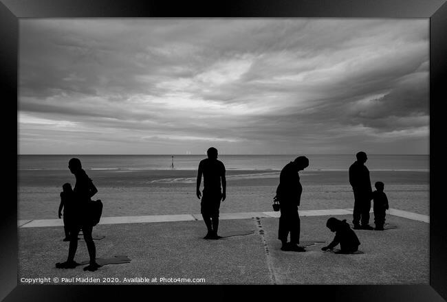 Colwyn Bay Statues - Black and white Framed Print by Paul Madden