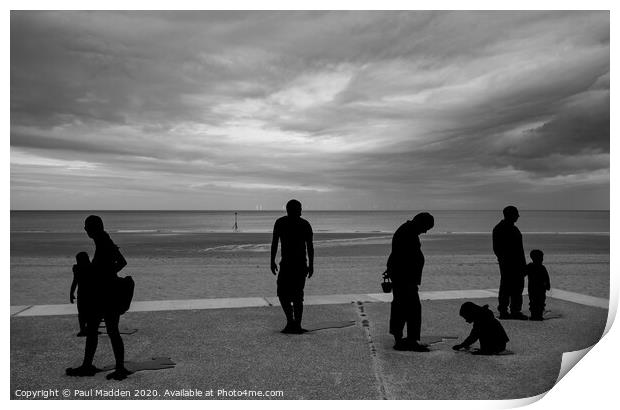Colwyn Bay Statues - Black and white Print by Paul Madden