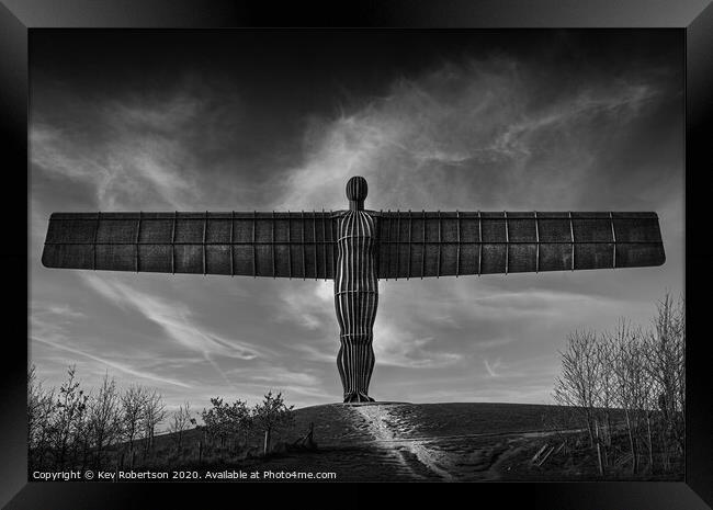 Angel of the North - Black and white Framed Print by Kev Robertson