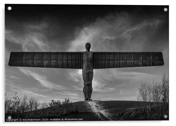 Angel of the North - Black and white Acrylic by Kev Robertson