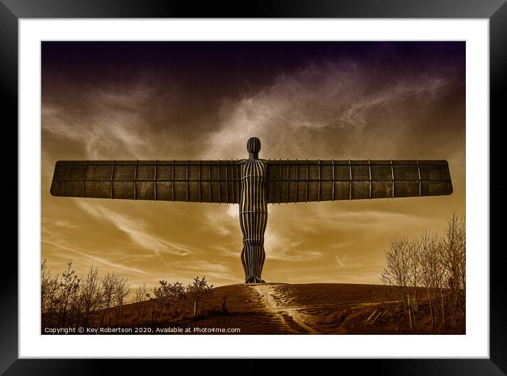 Angel of the North - Duo tone Brown Framed Mounted Print by Kev Robertson