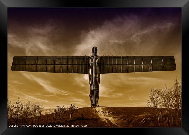 Angel of the North - Duo tone Brown Framed Print by Kev Robertson