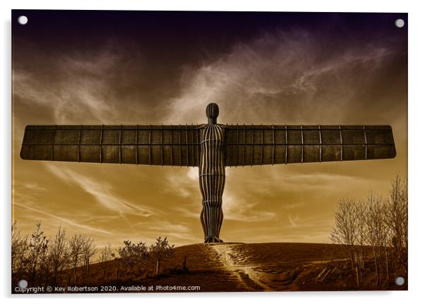 Angel of the North - Duo tone Brown Acrylic by Kev Robertson
