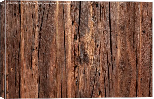 Texture and background of a very old brown wood. Canvas Print by Sergii Petruk