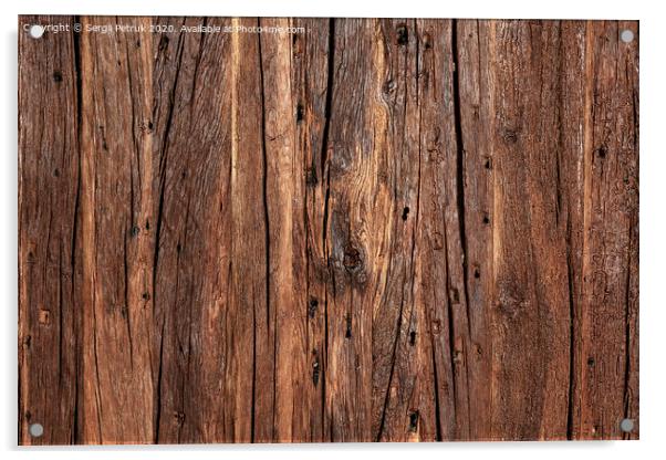 Texture and background of a very old brown wood. Acrylic by Sergii Petruk