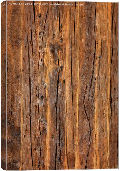 Texture and background of a very old brown wood, vertical image. Canvas Print by Sergii Petruk