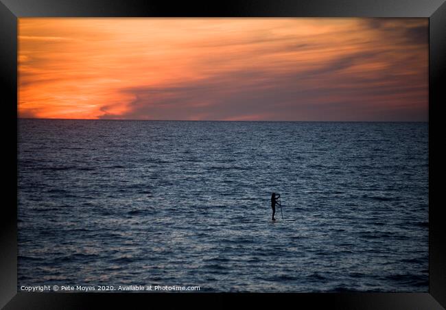 Paddleboard at Dusk  Framed Print by Pete Moyes