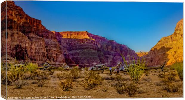 Grand Canyon helicopter landing site Canvas Print by Kev Robertson