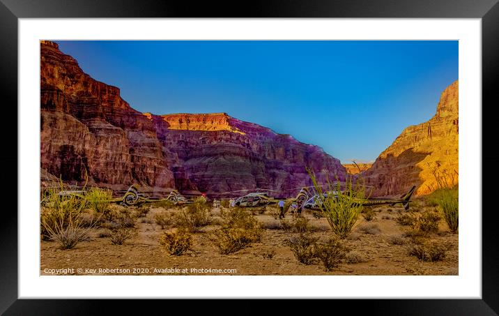 Grand Canyon helicopter landing site Framed Mounted Print by Kev Robertson