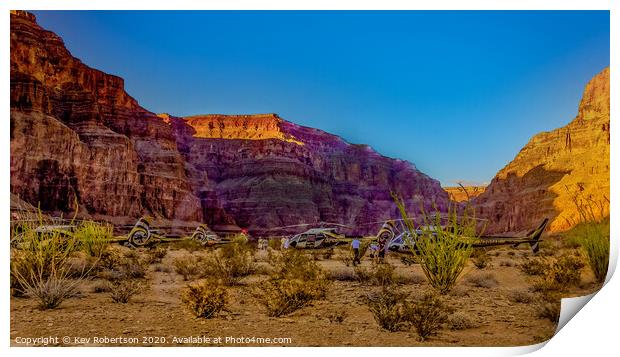 Grand Canyon helicopter landing site Print by Kev Robertson