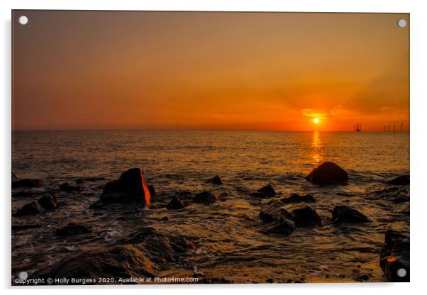 Sunrise at caister beach  Acrylic by Holly Burgess