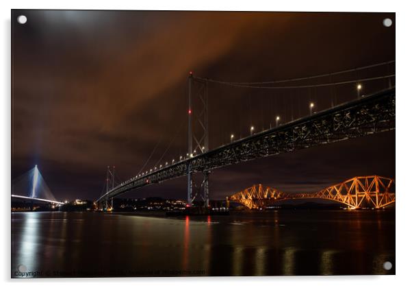 Forth Bridges Acrylic by Stewart Mcquillian
