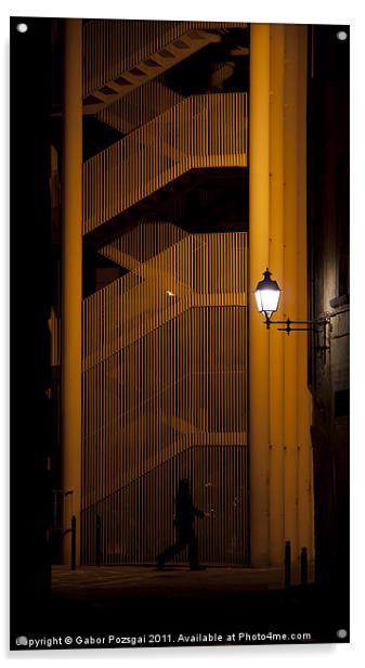 Night walk Acrylic by Gabor Pozsgai