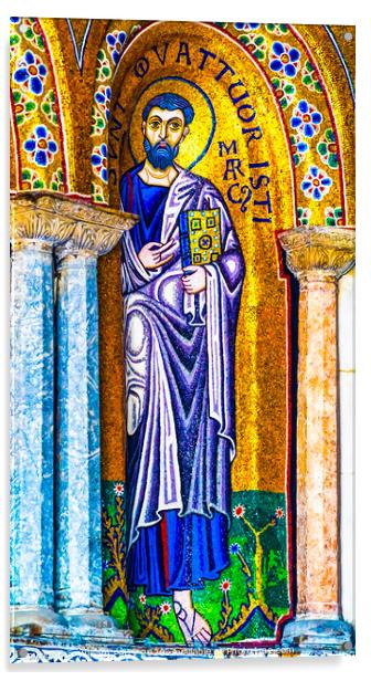 Mark Mosaic Saint Mark Cathedral Basilica Venice Italy Acrylic by William Perry