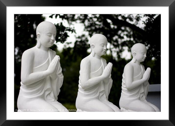 Praying Buddhist Statues  Framed Mounted Print by Jacqui Farrell