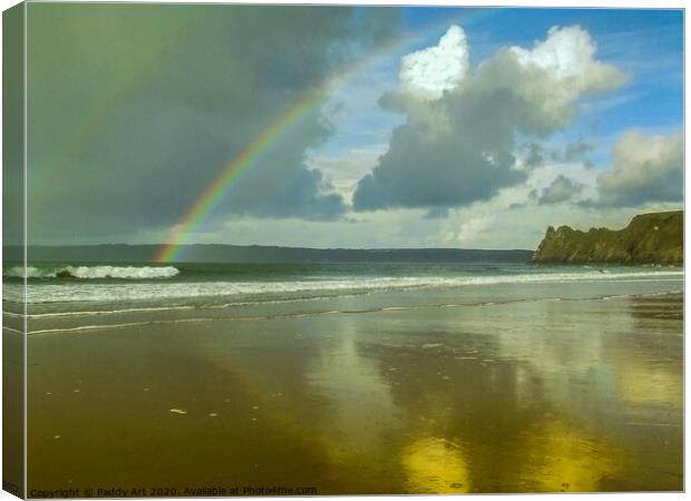 Rainbows over the Bay - Gower Canvas Print by Paddy Art