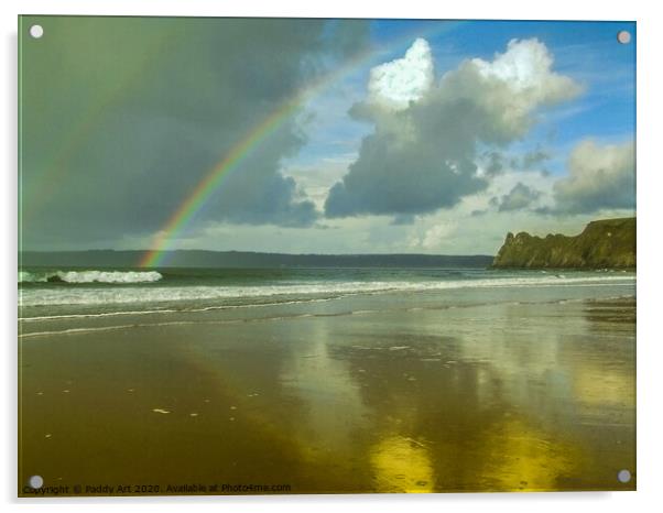 Rainbows over the Bay - Gower Acrylic by Paddy Art
