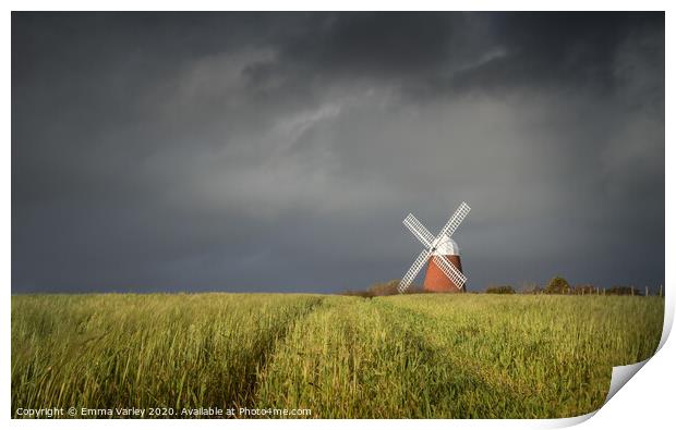 Halnaker windmill Print by Emma Varley