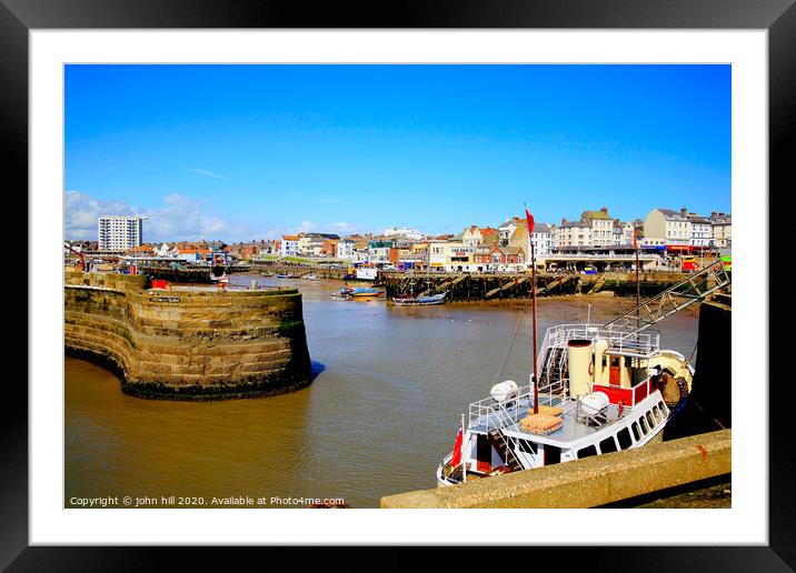 The entrance to the harbour at Bridlington in Yorkshire. Framed Mounted Print by john hill