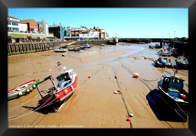 Harbour and quay during low tide at Bridlington in Yorkshire. Framed Print by john hill