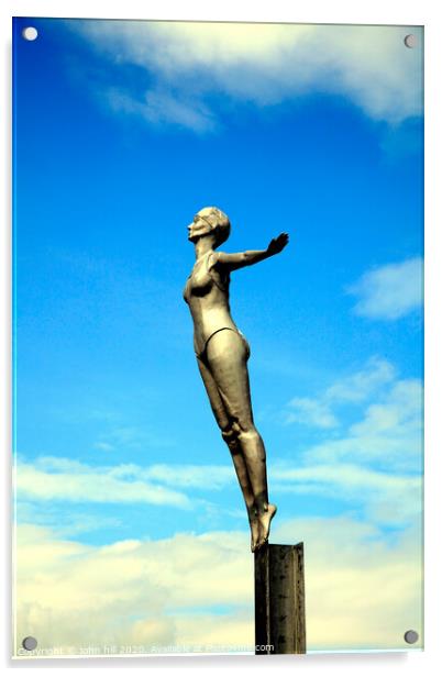 The Scarborough Belle statue at Scarborough in Yorkshire. Acrylic by john hill