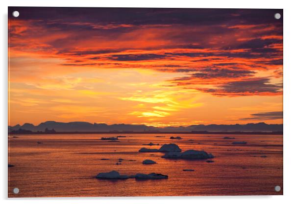 Icebergs at Sunset, Greenland Acrylic by Arterra 