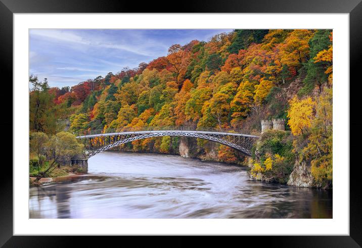 Craigellachie Bridge over the River Spey Framed Mounted Print by John Frid