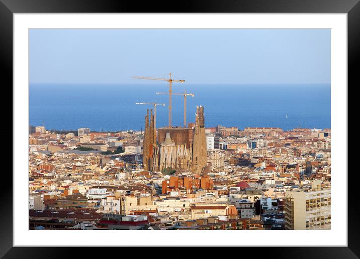 Barcelona Cityscape Framed Mounted Print by Artur Bogacki