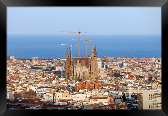 Barcelona Cityscape Framed Print by Artur Bogacki