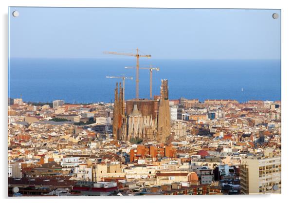 Barcelona Cityscape Acrylic by Artur Bogacki