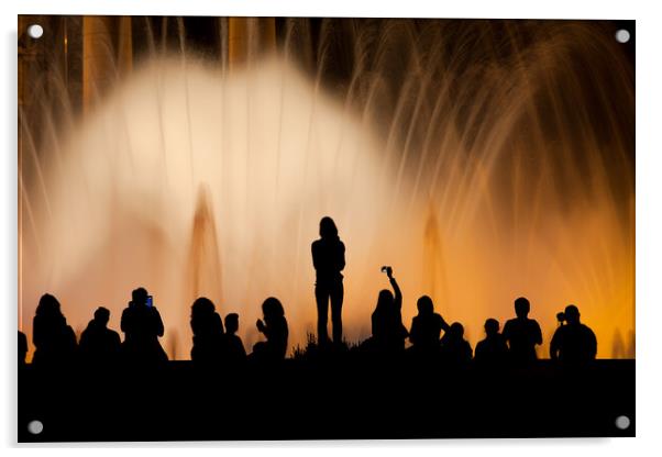 Magic Fountain in Barcelona by Night Acrylic by Artur Bogacki
