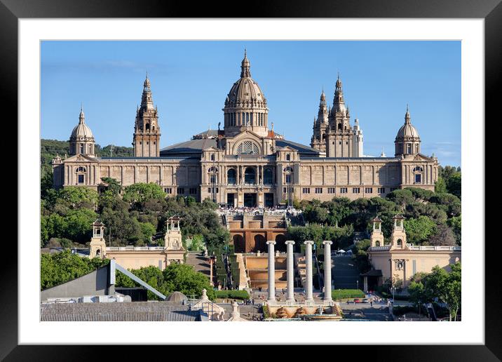 National Art Museum of Catalonia at Montjuic in Barcelona Framed Mounted Print by Artur Bogacki