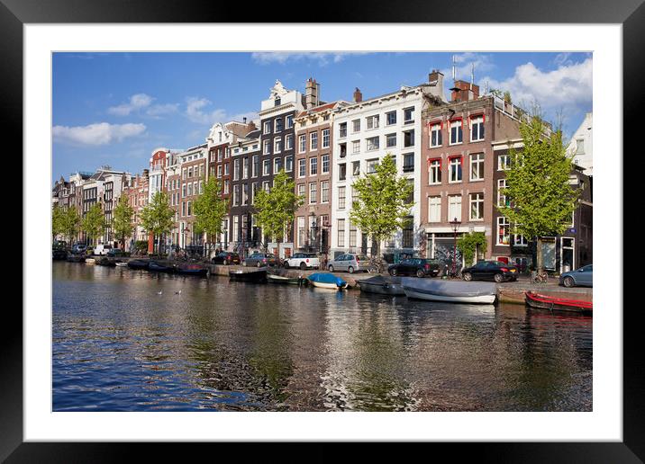 Singel Canal Houses in Amsterdam Framed Mounted Print by Artur Bogacki