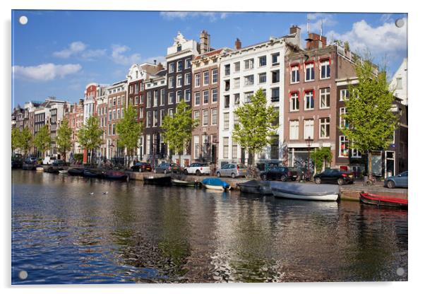Singel Canal Houses in Amsterdam Acrylic by Artur Bogacki