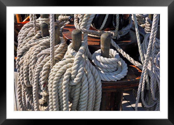 Coiled Ropes on Board of Frigate Framed Mounted Print by Arterra 