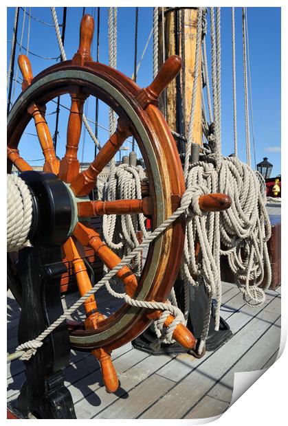 Grand Turk Frigate Wheel and Ropes Print by Arterra 