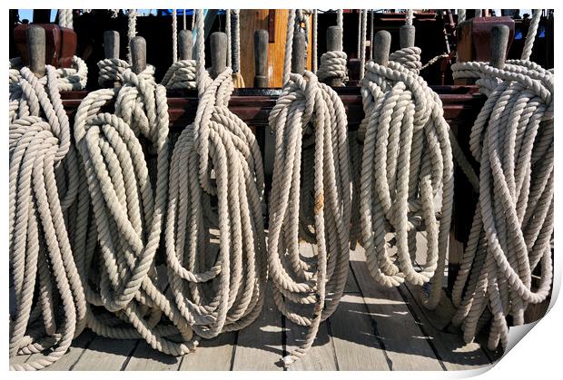 Coiled Ropes on Board of Frigate Grand Turk Print by Arterra 