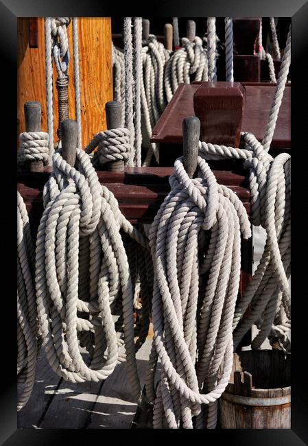 Ropes and Knots on Deck Framed Print by Arterra 