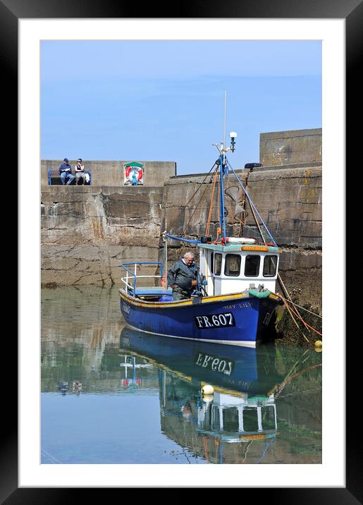 Fishing Boat in Pennan Harbour, Scotland Framed Mounted Print by Arterra 