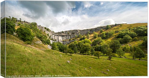 Malham Cove, in  the Yorkshire Dales.. Canvas Print by Chris North